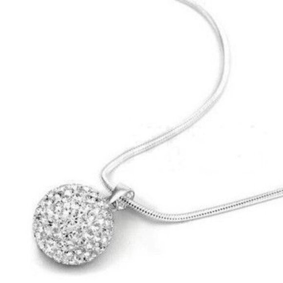Silver Pendant Necklace with Sparkling Stones and Delicate Chain - Picture 1 of 2